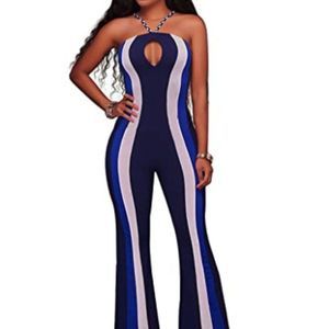 Womens Hater Straps Open Bust Hollow Out Jumpsuit